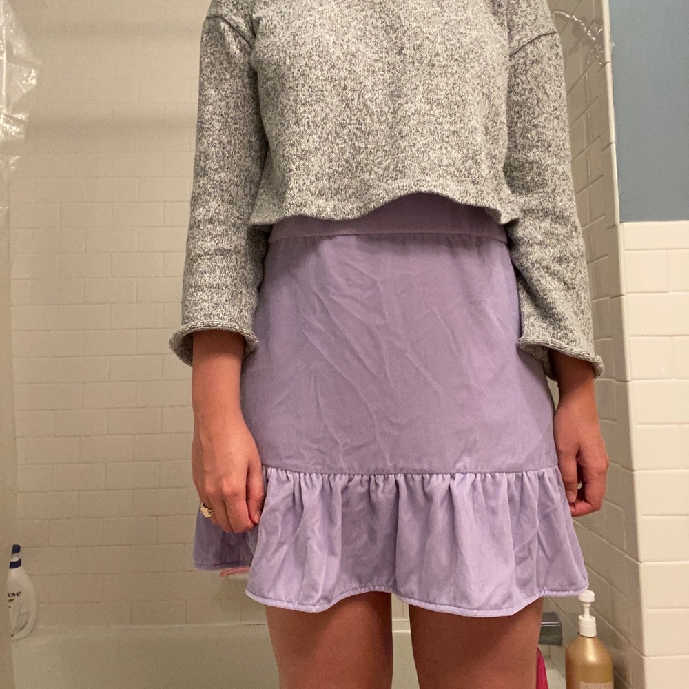 J Crew Lilac Velvet Skirt with Ruffle!